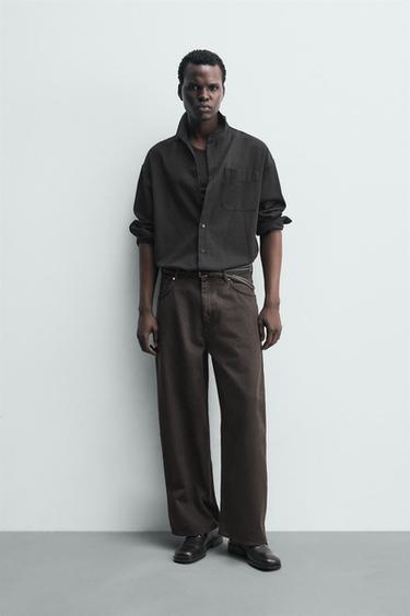 Zara WIDE FIT JEANS - Brown - Image 0