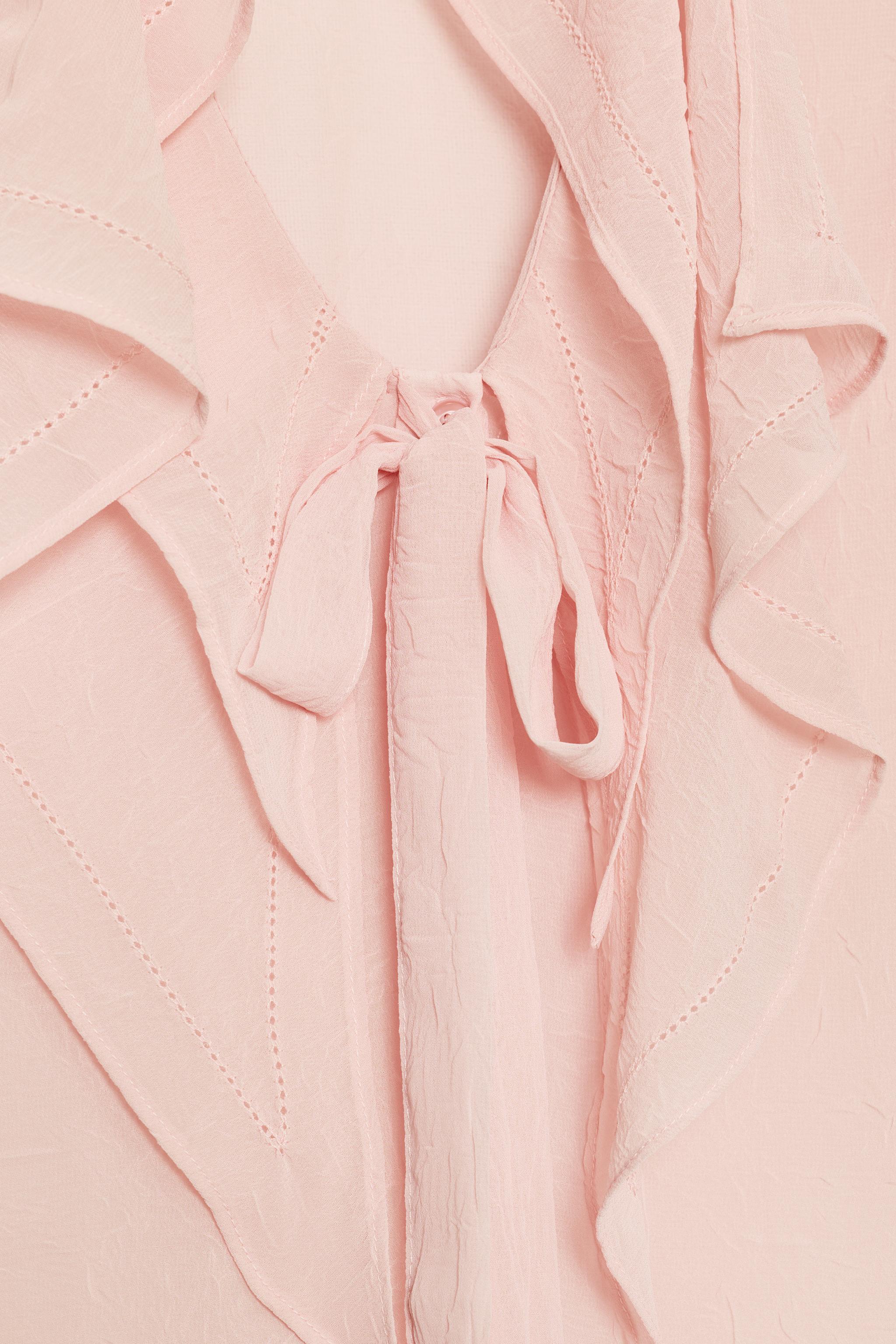 ボウタイ付きフリルブラウス - パステルピンク | ZARA Japan / 日本