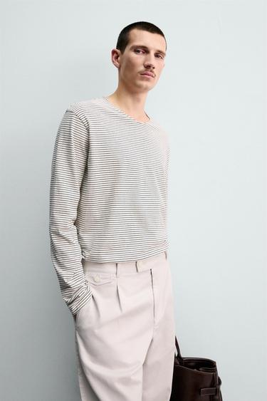 STRIPED JACQUARD T-SHIRT - Ecru / Black by Zara - Image 5