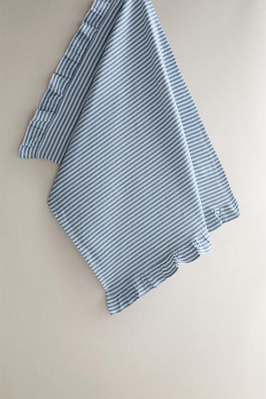 TORCHON CUISINE RAYURES VOLANT - Bleu de Zara