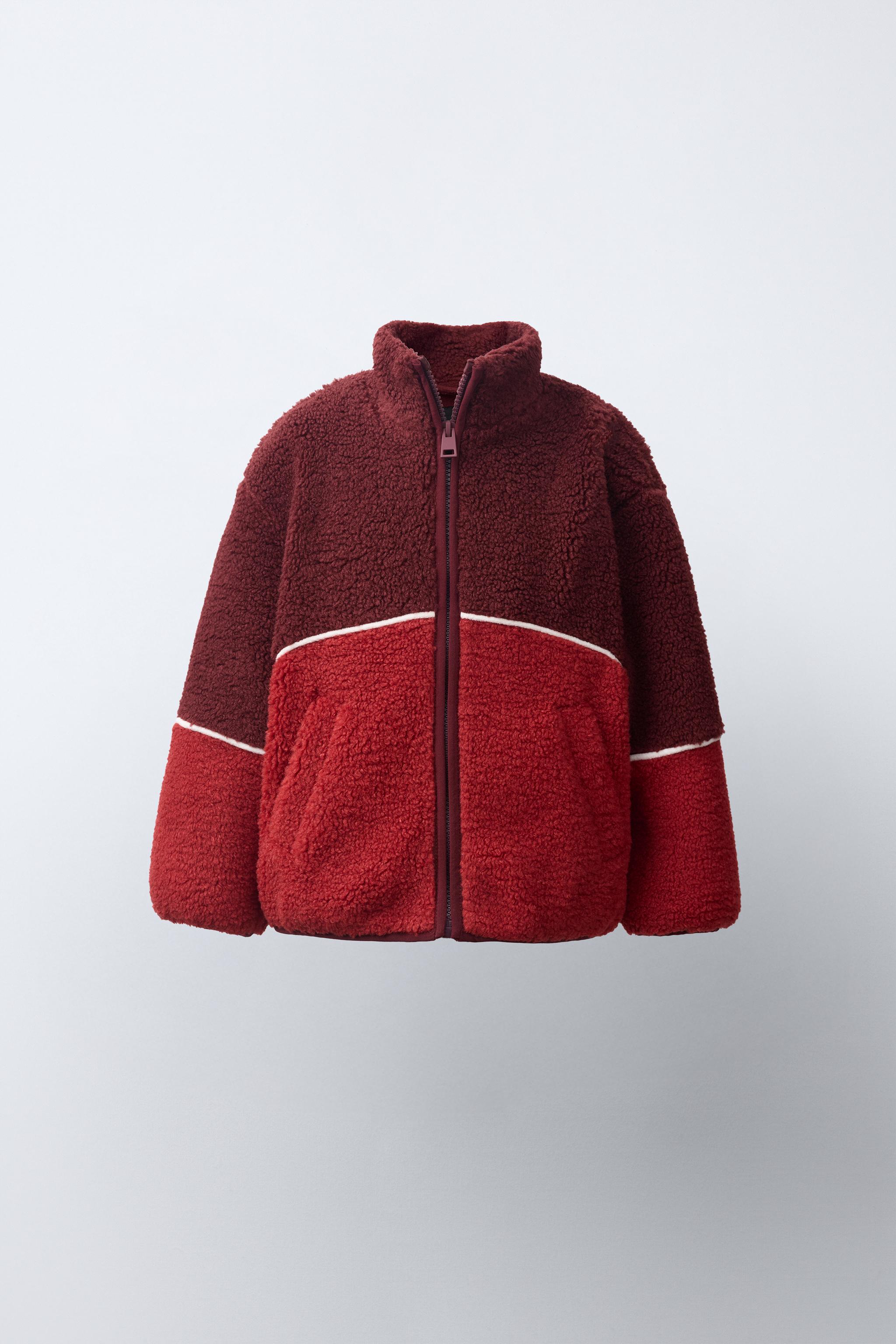 Детские куртки Zara CONTRAST TRIM FAUX SHEARLING JACKET — фото 2