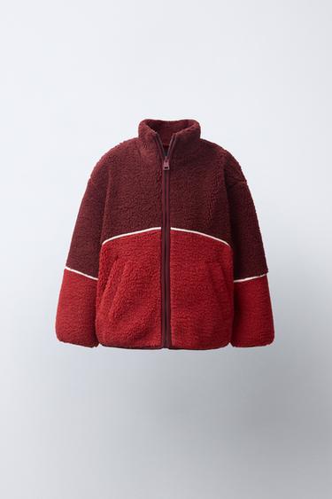 CONTRAST PIPING FAUX SHEARLING JACKET - Intense red by Zara - Image 0