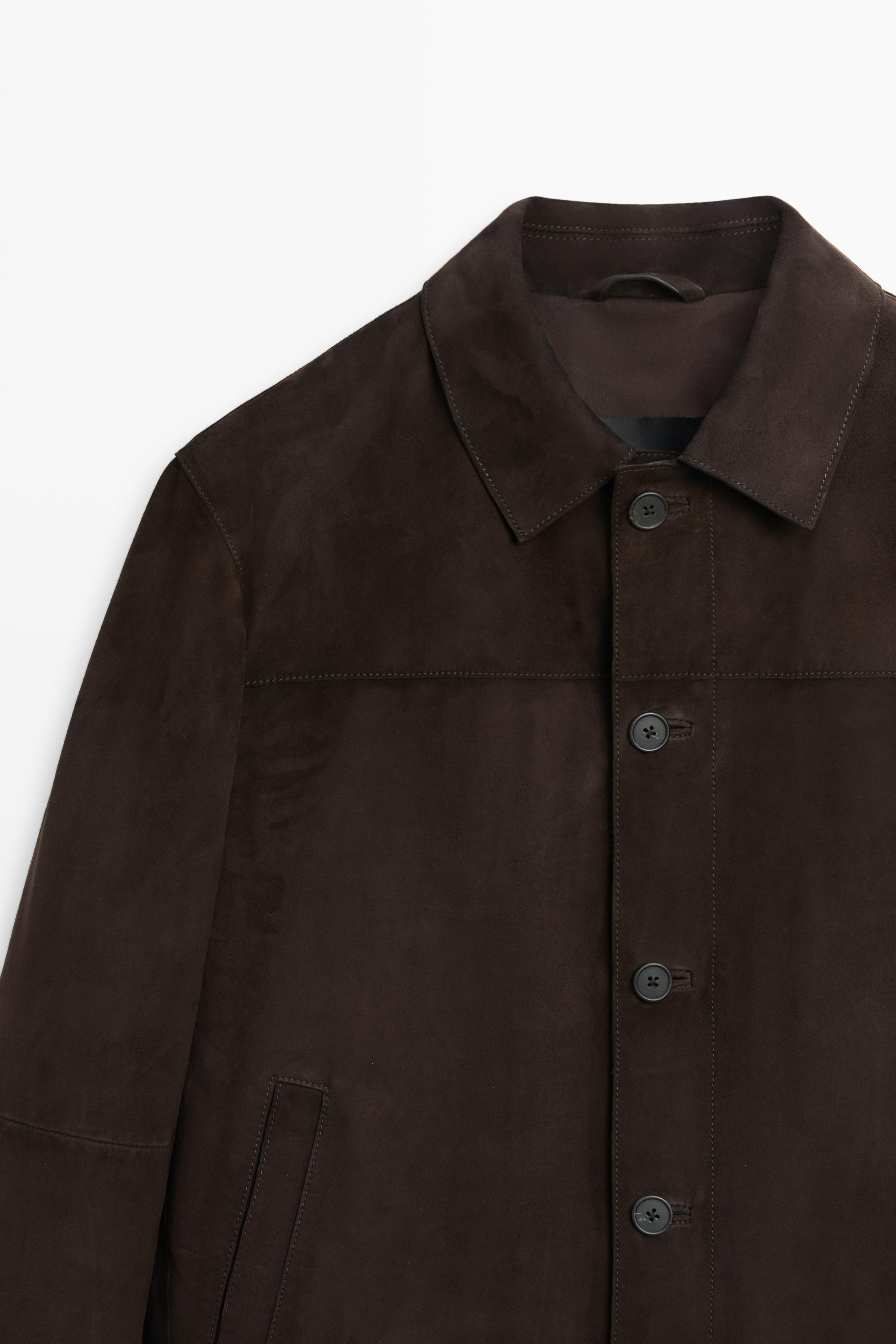 Suede leather pocket overshirt