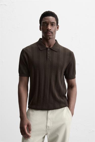 RIB KNIT POLO SHIRT - Brown by Zara