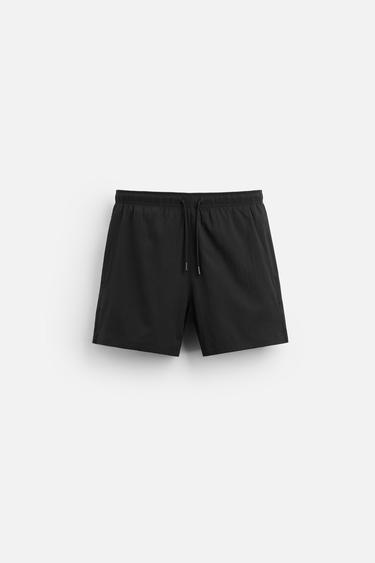REGULAR TEXTURED SWIMMING TRUNKS - Black by Zara - Image 0