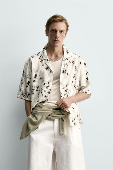 CAMISA RELAXED FIT ESTAMPADO FLORAL - Blanco roto de Zara