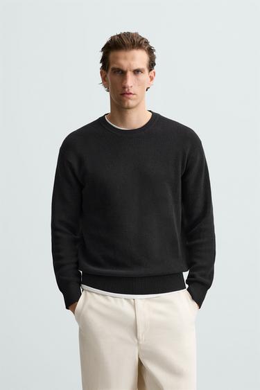 BASIC PURL KNIT SWEATER - Black by Zara