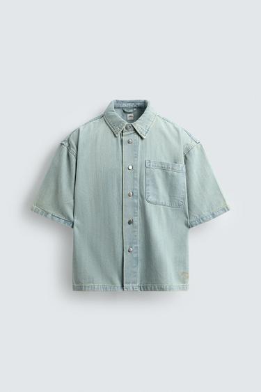 CAMISA DENIM LISTRADA - Azul-claro da Zara