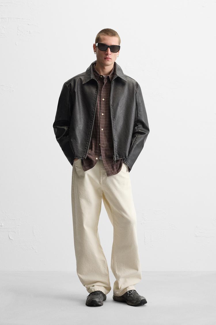 グラデーション フェイクレザー ジャケット - ブラック | ZARA Japan 