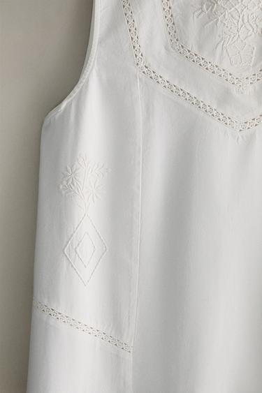 CHEMISE DE NUIT COTON BRODERIES - Écru de Zara - Image 2