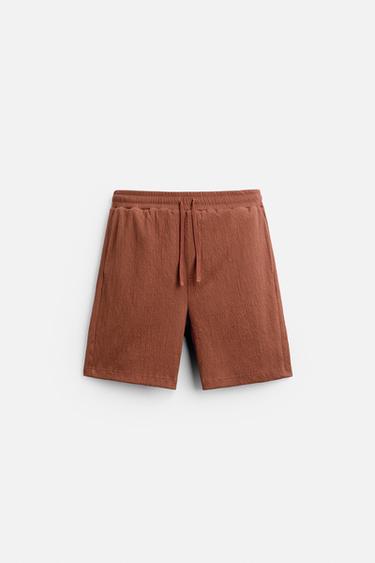 TEXTURED JACQUARD BERMUDA SHORTS - Ochre by Zara
