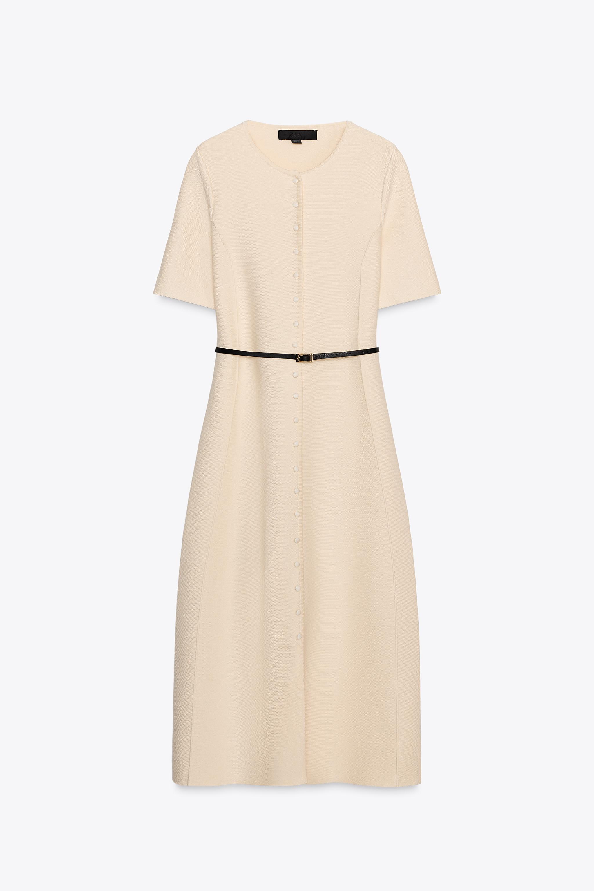 ベルト付きミディ丈ワンピース - バニラ | ZARA Japan / 日本