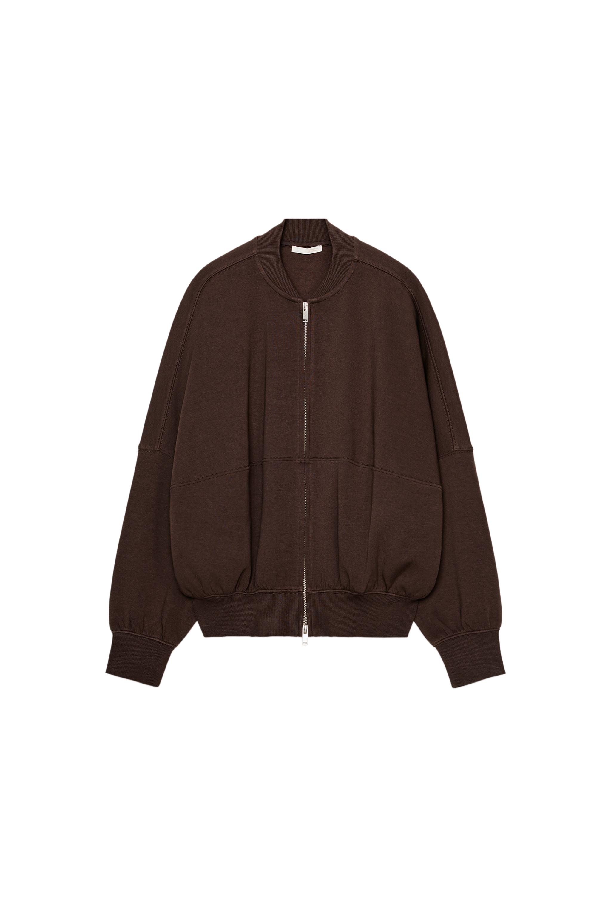 ジャケット・アウター detachable volume neck bomber jacket INTERLOCK BOMBER JACKET - Brown | ZARA United States