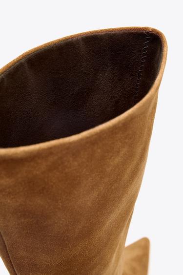 SUEDE HEELED BOOTS - Brown by Zara - Image 7
