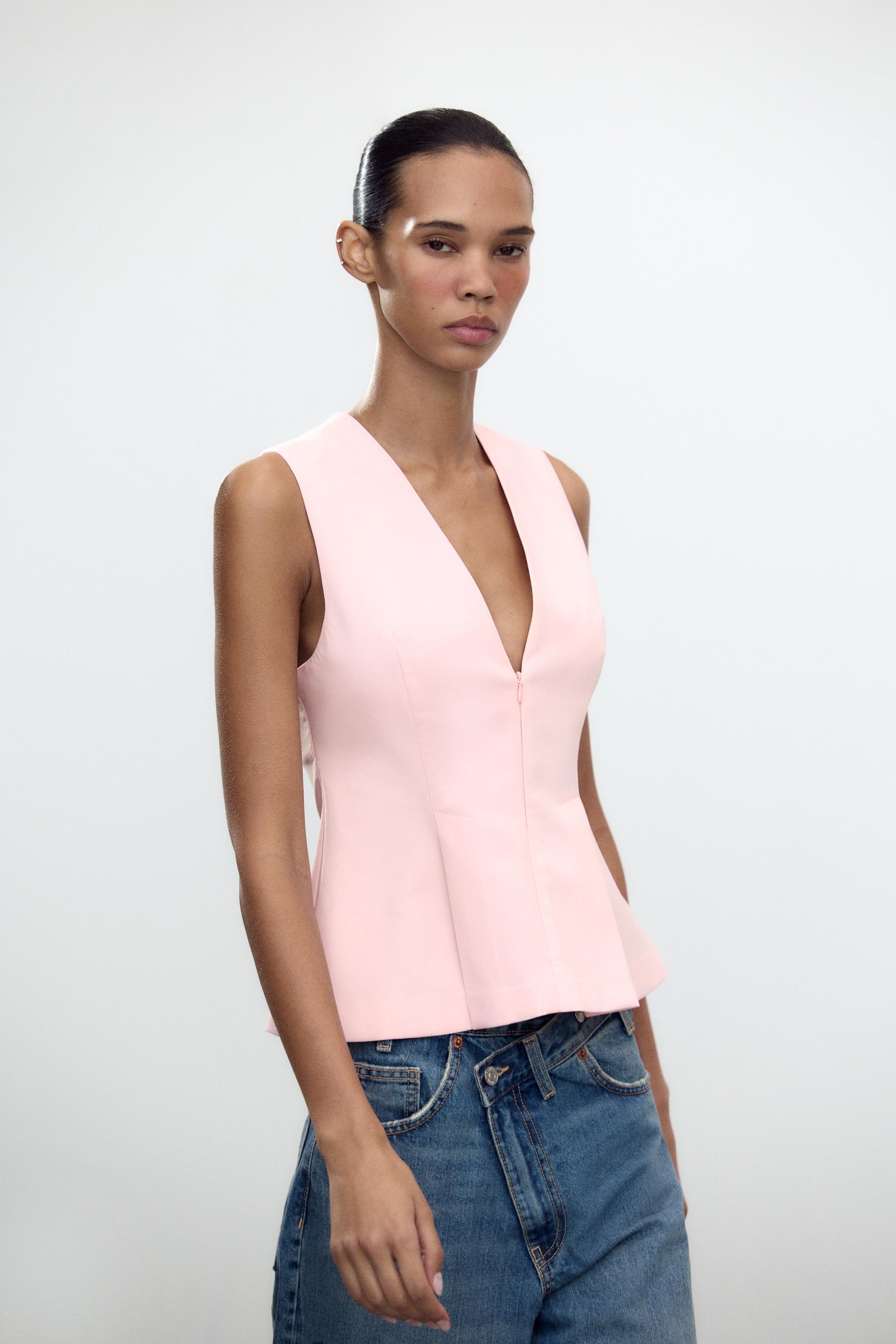 ペプラムトップス - パステルピンク | ZARA Japan / 日本