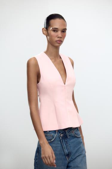 TOP PÉPLUM - Rose pastel de Zara - Image 2