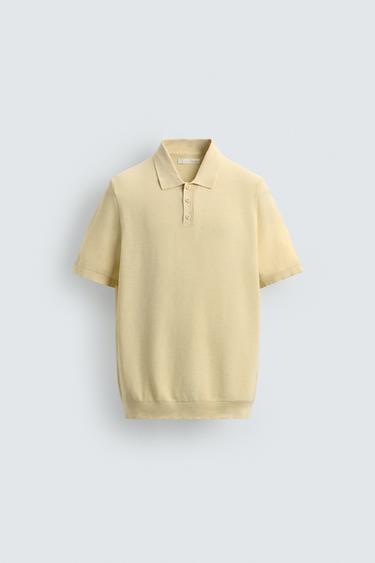 REGULAR FIT PIQUÉ KNIT POLO SHIRT - Light yellow by Zara