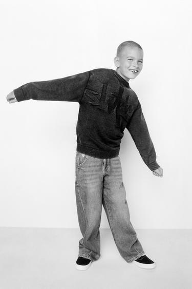 ACID WASH KNITTED JUMPER - Black by Zara