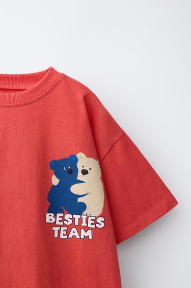 T-SHIRT IMPRIMÉ OURS - Rouge / Corail de Zara - Image 2