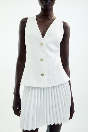 ROBE COURTE EN MATIÈRES VARIÉES - Écru de Zara - Image 2