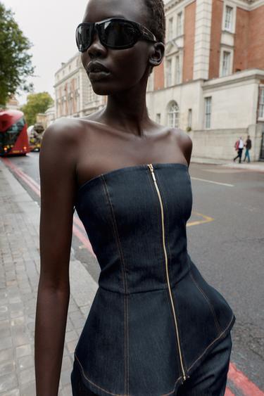TOP Z1975 BUSTIER DENIM - Indigo de Zara - Image 2