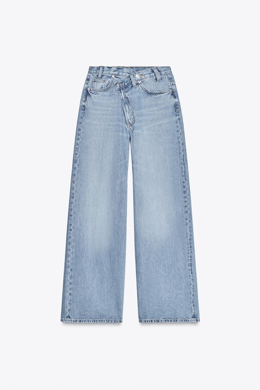 TRF HIGH-RISE WIDE LEG CROSSOVER WAIST JEANS