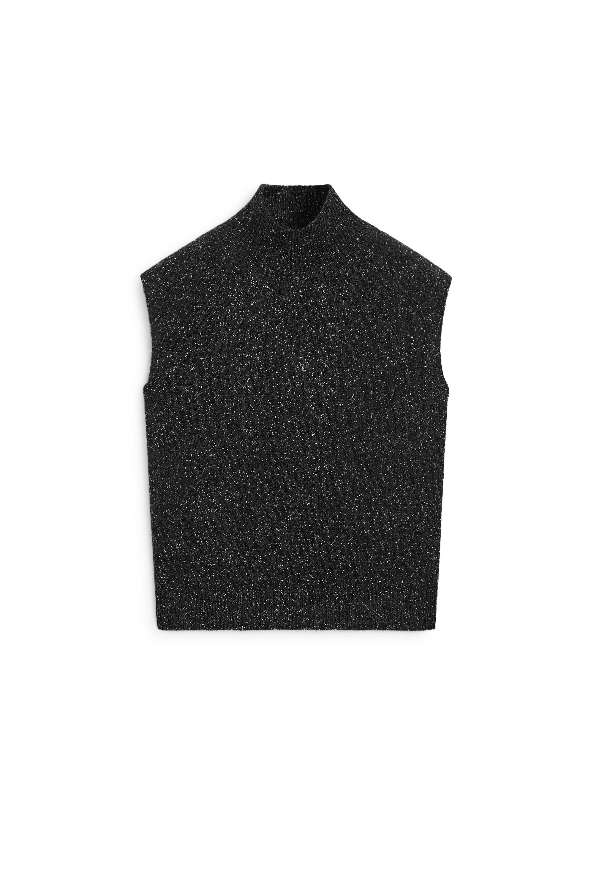 Wool-silk blend knit turtleneck vest - Anthracite Gray | ZARA