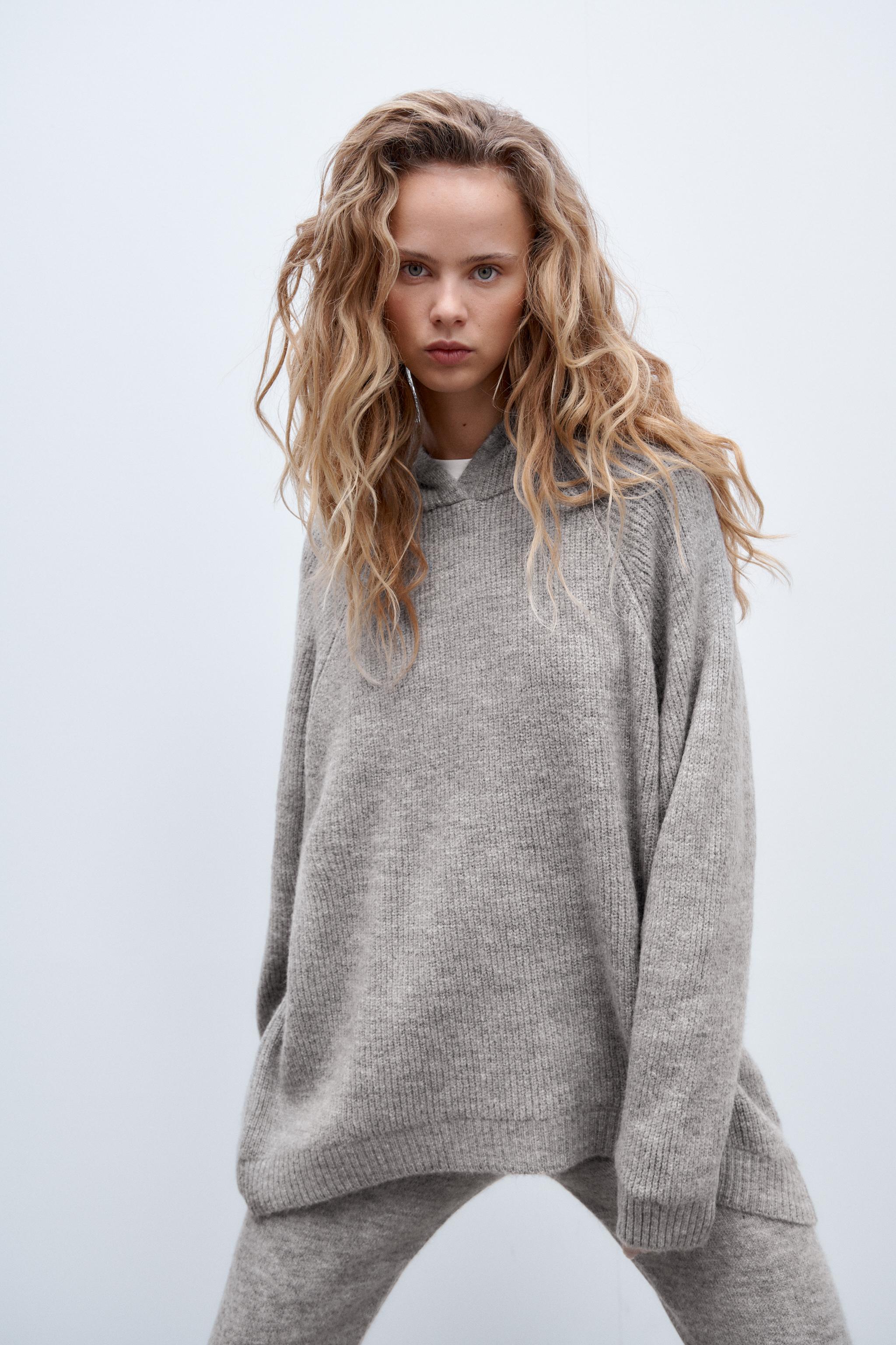 KNIT HOODIE Grey ZARA United Kingdom