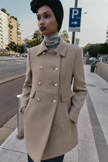 SHORT DOUBLE-BREASTED WOOL COAT - Light mink by Zara - Image 1