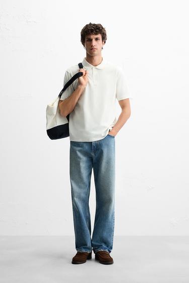 BASIC PIQUÉ TEXTURE POLO SHIRT - Ecru by Zara - Image 0