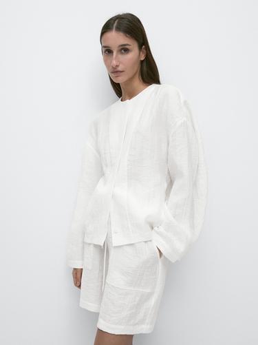 Zara Flowing bomber shirt - White