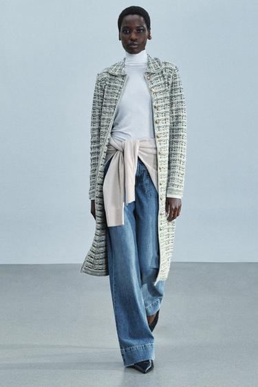 METALLIC YARN STRUCTURED COAT — Green 2