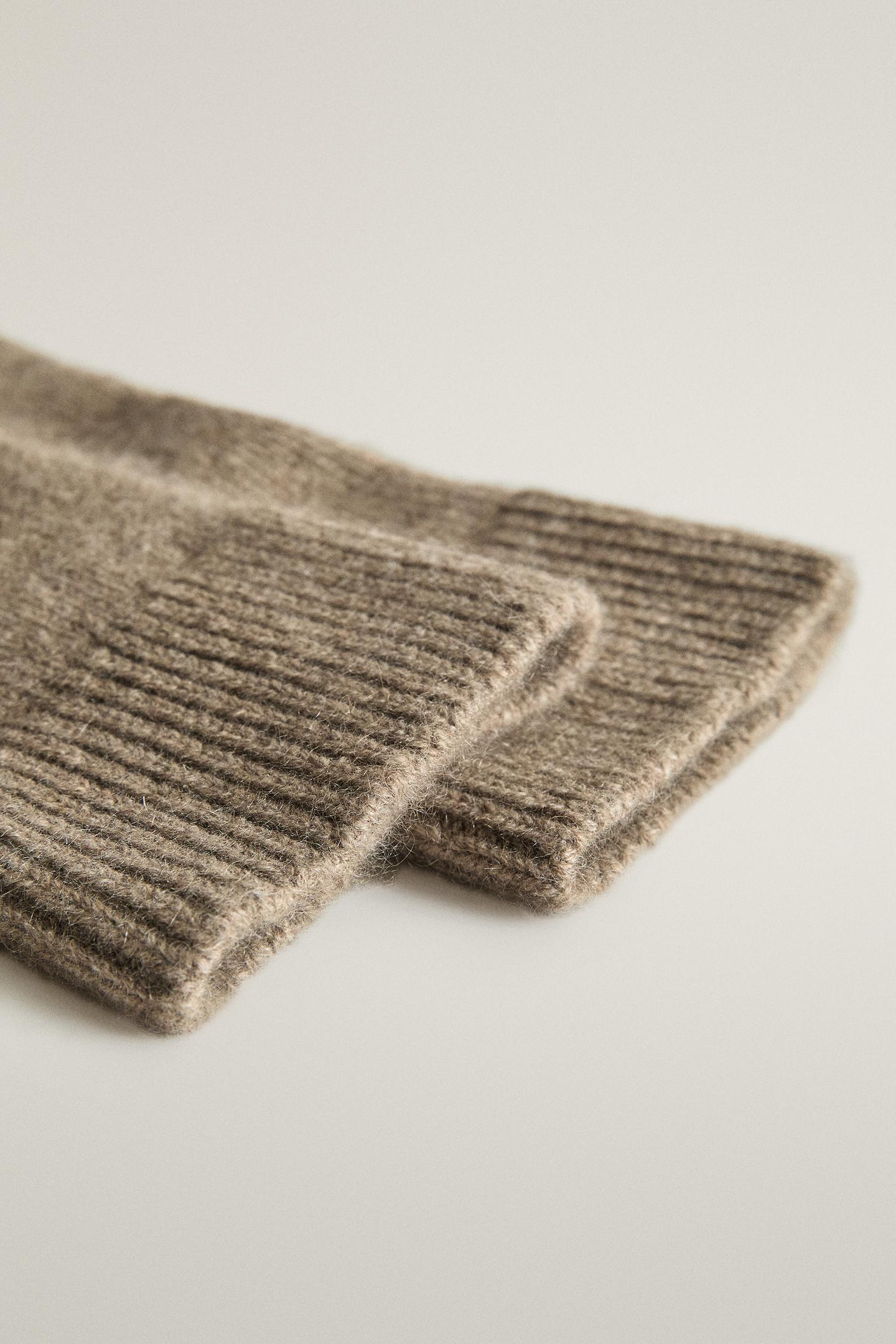 Женские перчатки Zara Cashmere, цвет: Коричневый / Серо-коричневый — фото 2