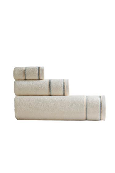 COLOURDUL DOUBLE TRIM BATH TOWEL - Ivory by Zara