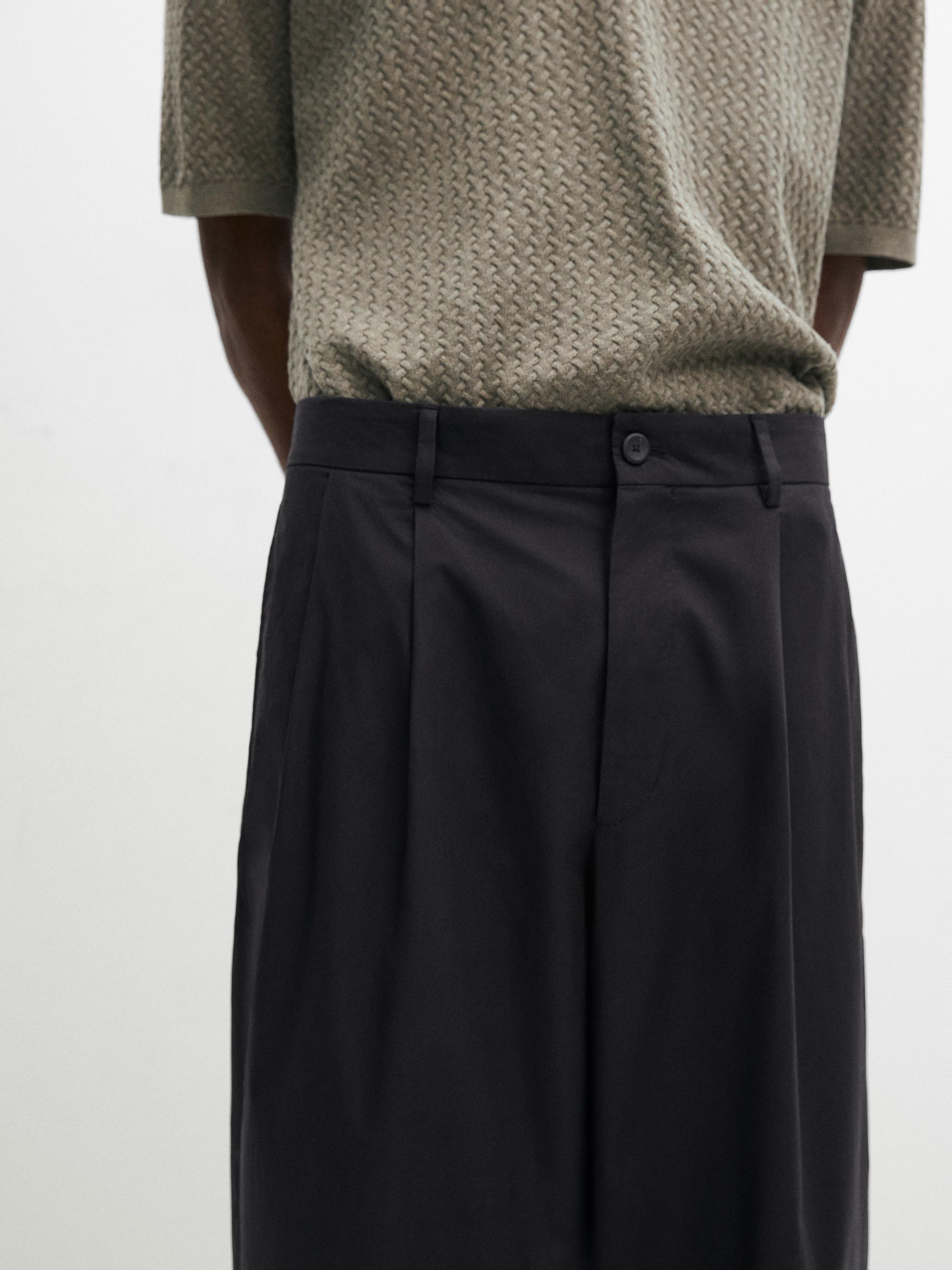 Pantalon double pince en coton