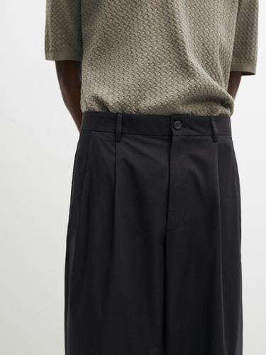 Pantalón doble pinza algodón - Marino de Zara