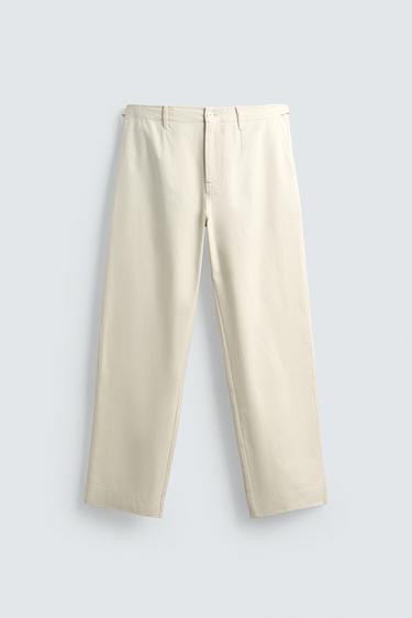 PANTALÓN ESTRUCTURA TWILL CINTURÓN - Crudo de Zara