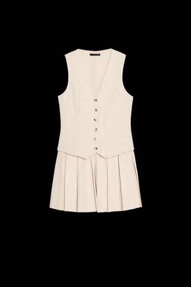 VESTIDO CORTO RAYAS TABLAS - Beige claro de Zara - Imagen 0