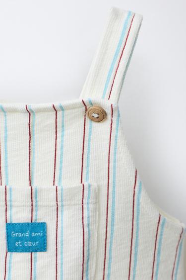 LONG STRIPED DUNGAREES - Ecru / Blue by Zara - Image 2