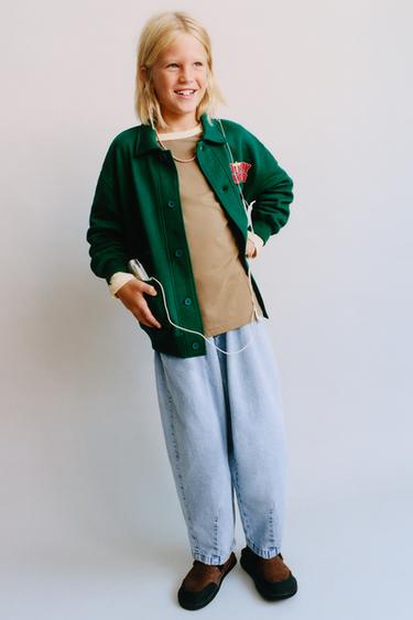 TEXT PRINT FRENCH TERRY JACKET — Green 1