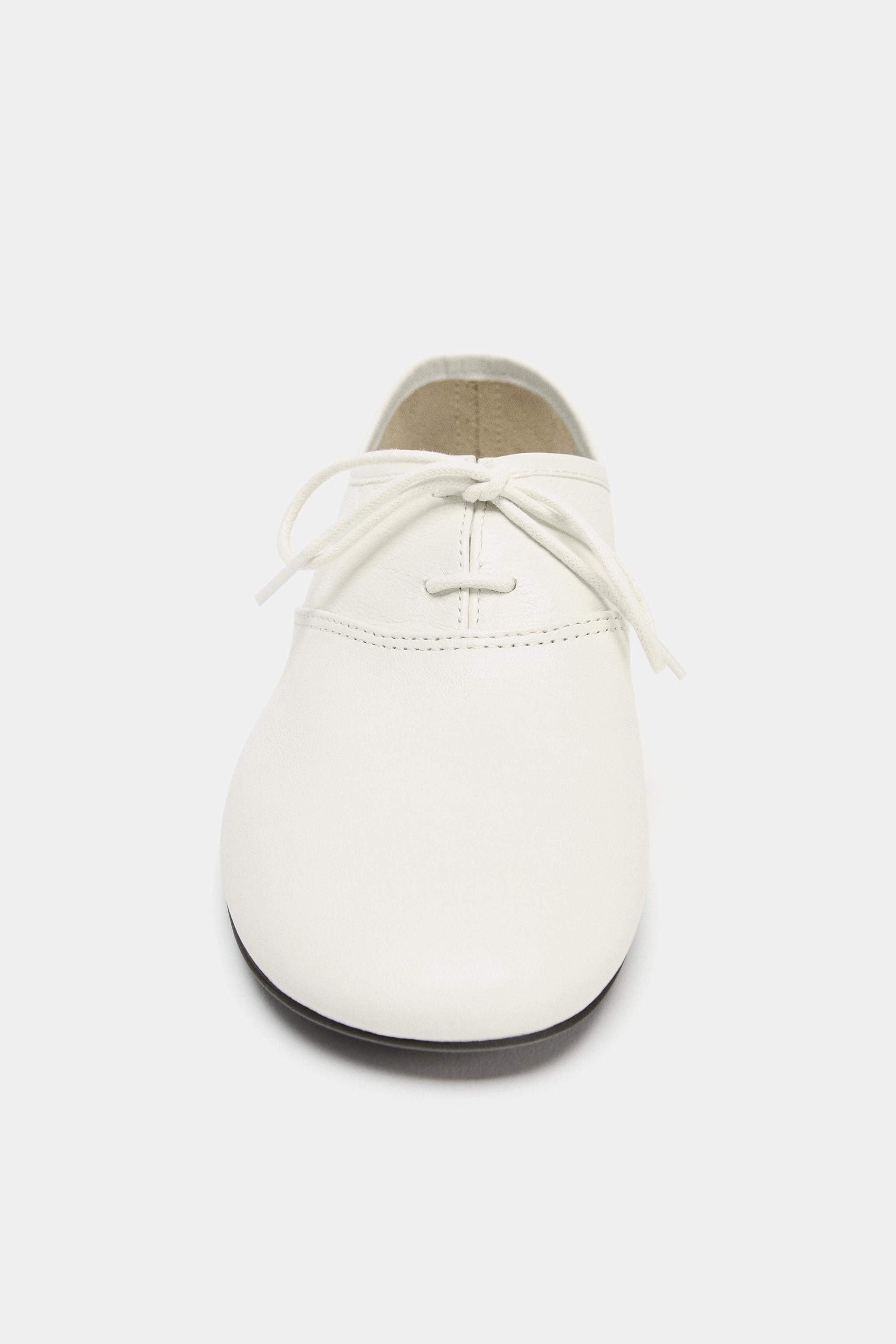 Женские туфли Zara LEATHER LACE-UP LOAFERS — фото 3