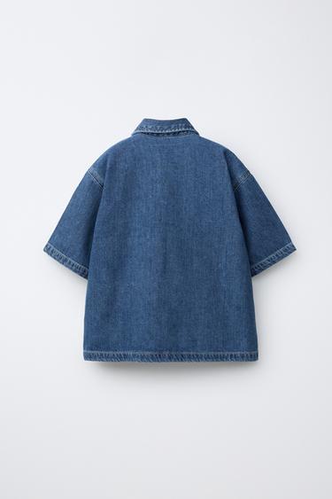 FLOWING DENIM SHIRT - Mid-blue by Zara - Image 1