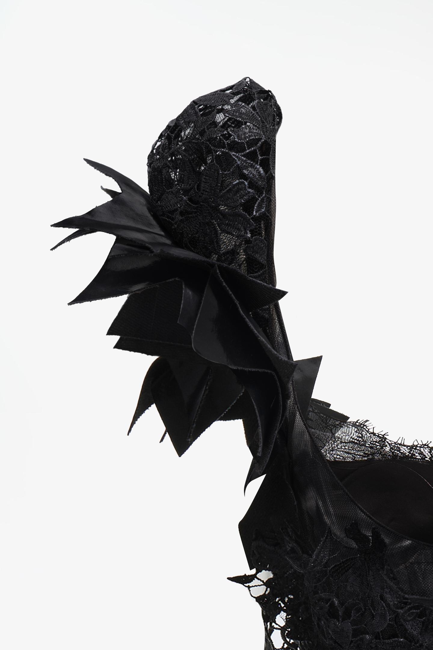 Женское платье Zara Limited Edition Guipure Combined Mini, цвет: Чёрный — фото 4