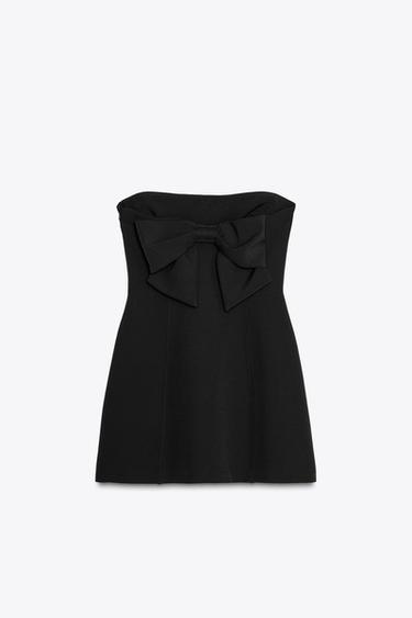STRAPLESS DRESS WITH BOW - Black by Zara - Image 5
