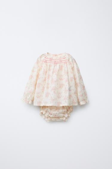 Zara FLORAL BLOUSE AND PANTIES - Pink - Image 0
