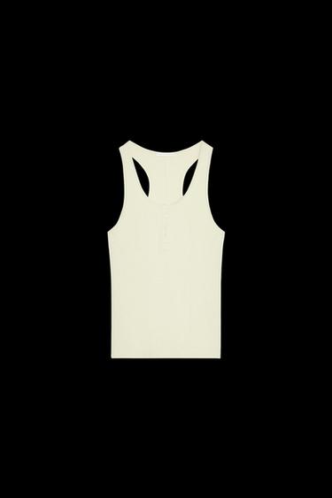 TOP ALGODÓN BOTONES - Khaki claro de Zara - Imagen 0