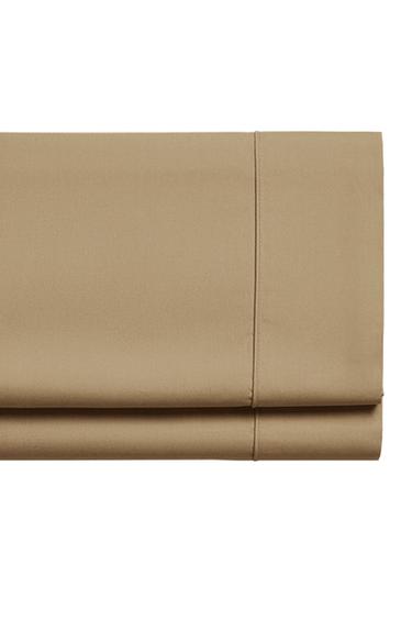SATEEN FLAT SHEET WITH TRIM (300 THREAD COUNT) - Sand by Zara