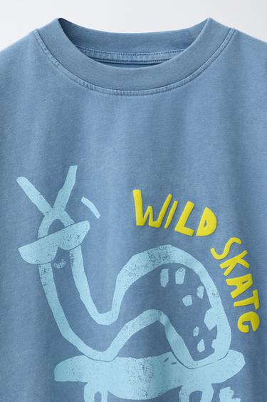 T-SHIRT IMPRIMÉ SKATE - Bleu de Zara - Image 2