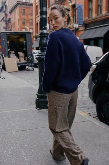 PULL EN MAILLE UNIE - Bleu marine de Zara - Image 1