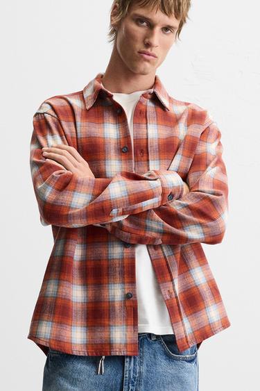 CHEMISE RELAXED FIT À CARREAUX - Rouge de Zara - Image 4